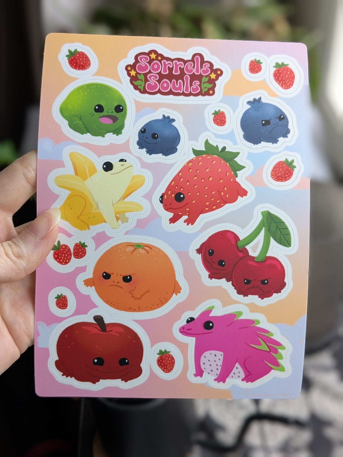 Sticker Sheet - Fruit Frogs
