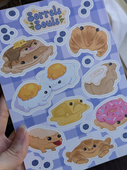 Sticker Sheet - Breakfast Frogs